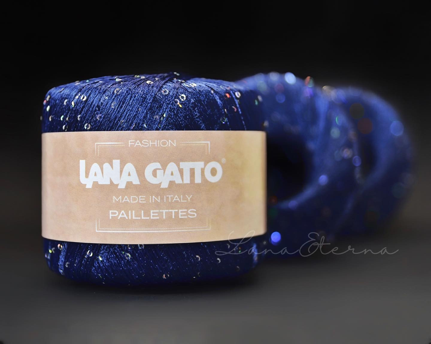 Пряжа Lana Gatto Paillettes 8605 Синій (паєтка голографічна) - Зображення 2