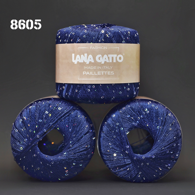 Пряжа Lana Gatto Paillettes 8605 Синій (паєтка голографічна)