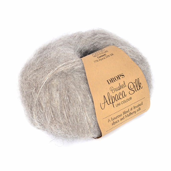 Пряжа DROPS Brushed Alpaca Silk 02 Світло-сірий
